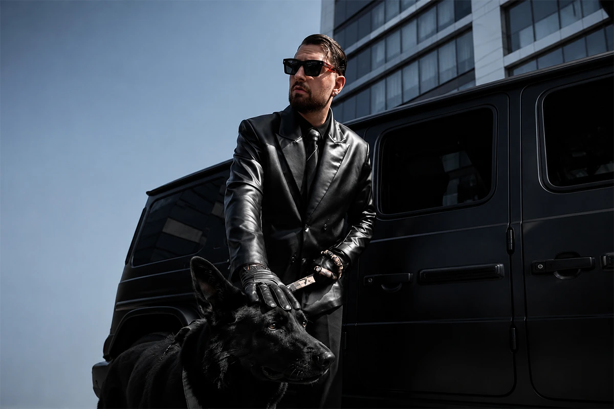 Man wearing Zblack Eyewear sunglasses outdoors