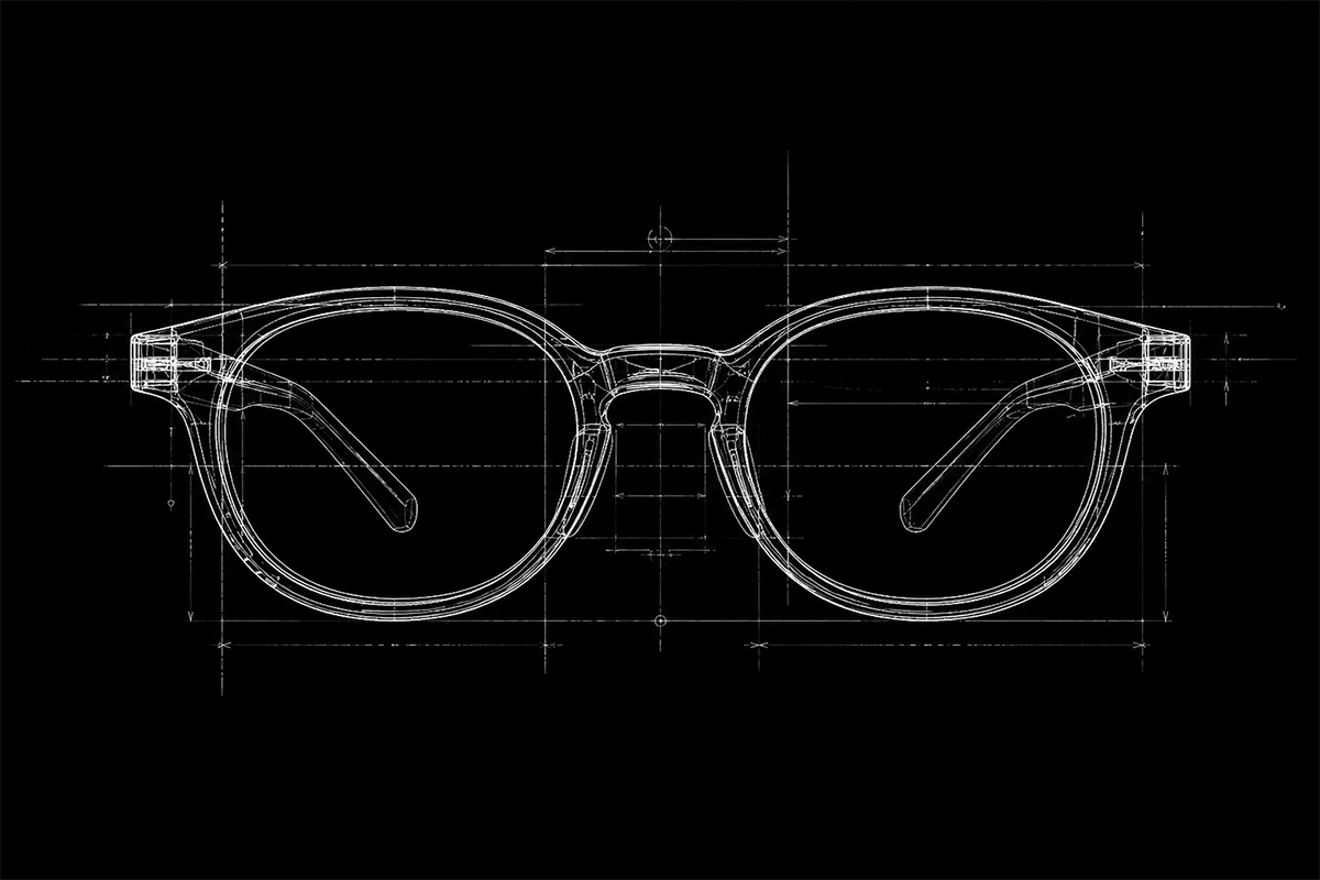 Zblack Eyewear technical blueprint of a round optical frame.